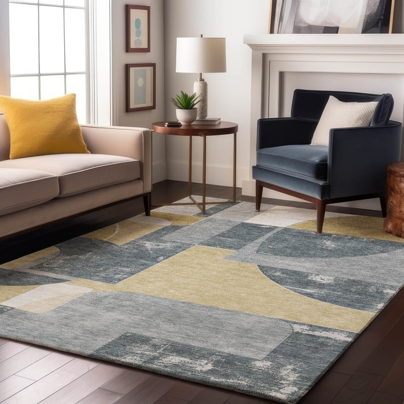Premium Machine Washable Mehara AMF1692 Mid Century Rug, Rectangle 9' x 12'