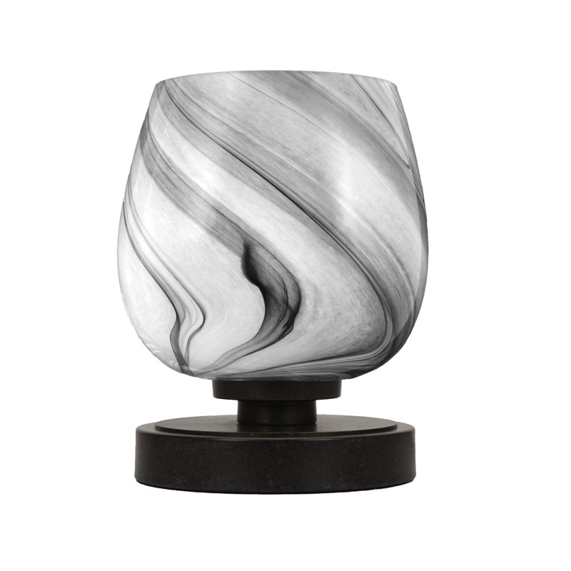Luna Accent Lamp Shown In Dark Granite Finish With 6" Onyx Swirl Glass