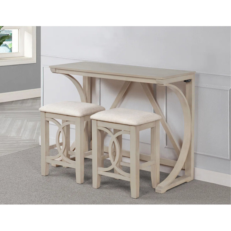 Ensemble de comptoir 3 pièces en bois antique avec deux ports USB