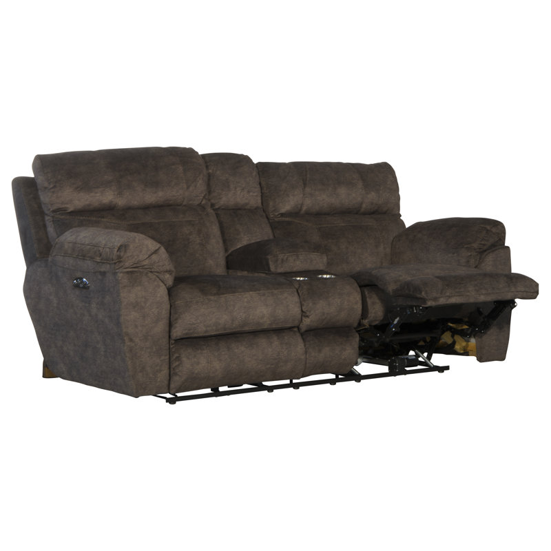 Ameja 86" Pillow Top Arm Reclining Loveseat, Brown, No