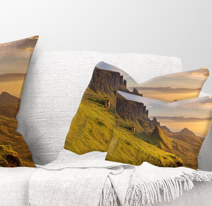 Coussin lombaire paysage lever de soleil à Quiraing en Écosse