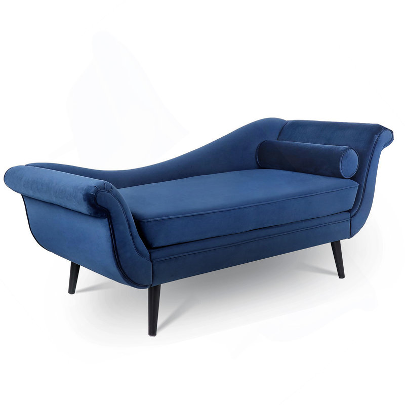 Chaise longue avec accoudoirs à volutes, Bleu