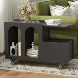 Versatile Mobile End Table With Storage And Lockable Wheels, Ideal For Any Room In Your Home.