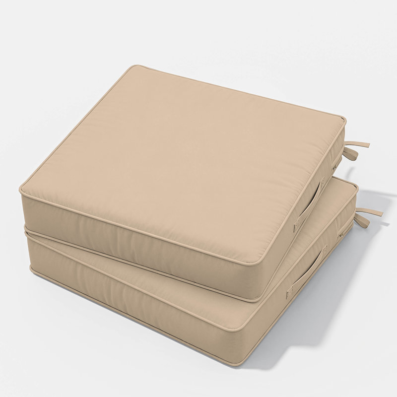 Outdoor Chair Seat Cushions，Water-Resistant Patio Chair Cushions With Handle And Non-Slip Bottom, 24" W x 24" D, Beige