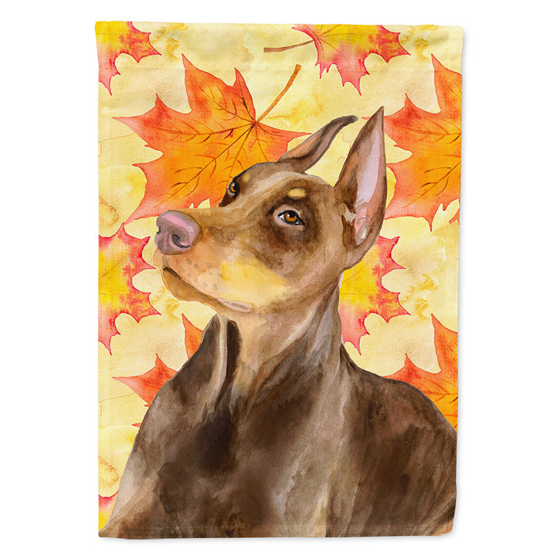 Automne 2 côtés en polyester 15 x 11 po drapeau de jardin, Doberman pinscher