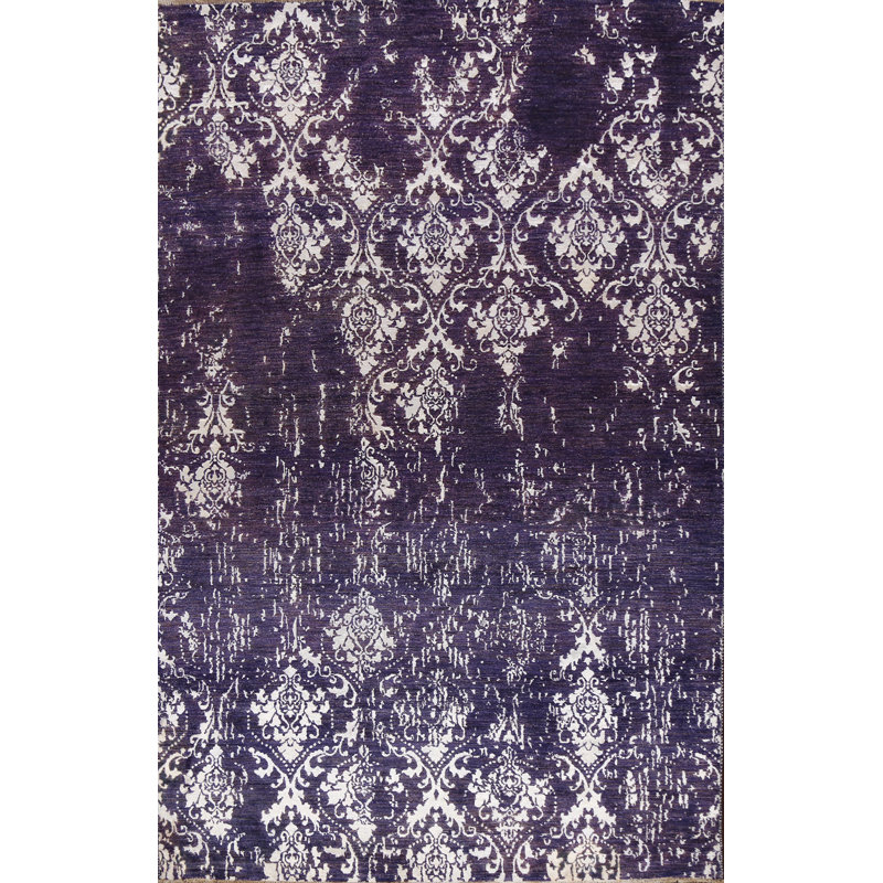Tapis oriental délavé à motif végétal délavé noué à la main 6 x 9