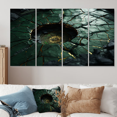 Green Emerald Amazonite Stone Geode I - ensemble d'art mural en pierre géode 4 pièces