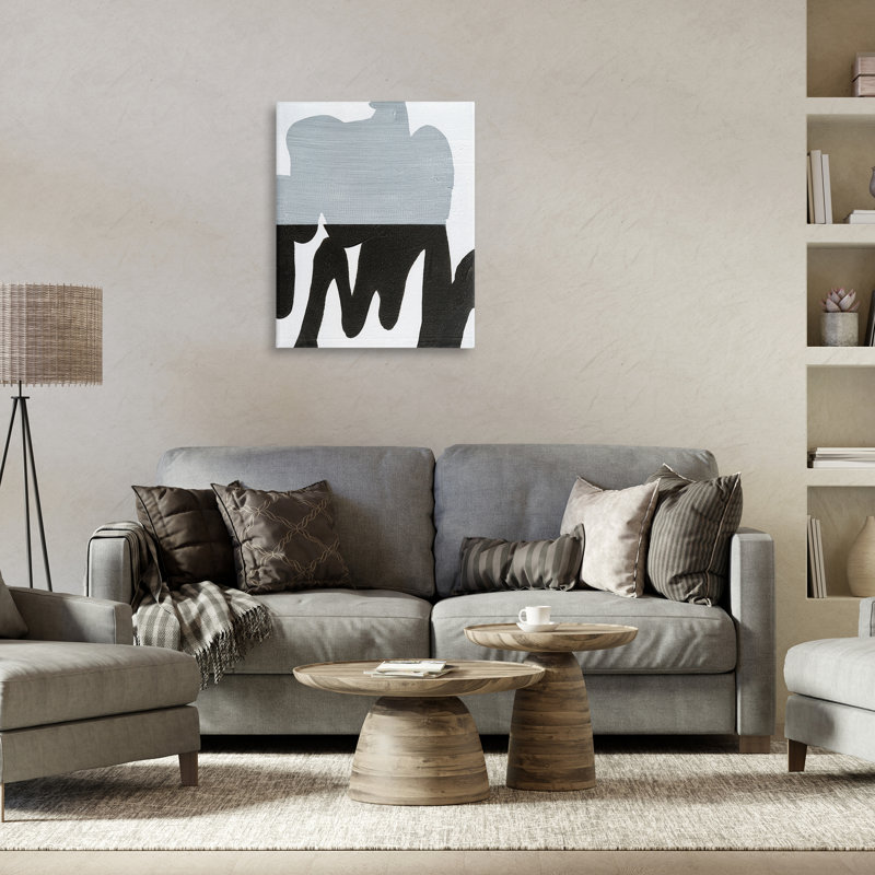 Art sur toile opaque noir et gris par Jodi Fuchs, H 30 po x l 24 po