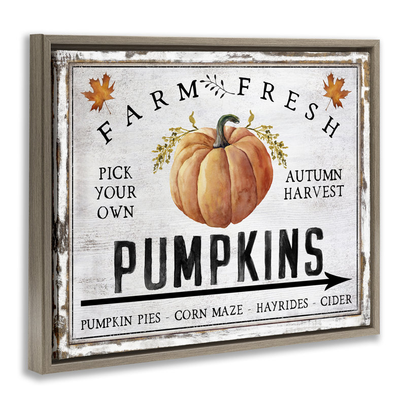 «Farm Fresh Pumpkin», art mural sur toile par Creatif Belle, Cadre flottant orme Montalcino, H 25 po x l 31 po