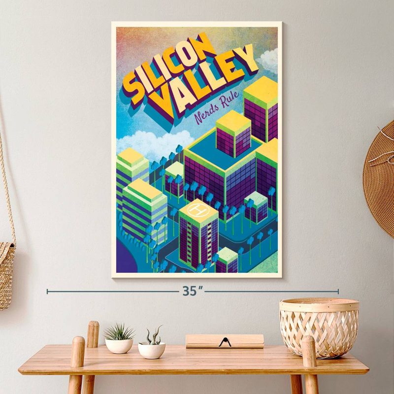 «Silicon Valley» sur toile, H 30 po x l 20 po x P 1,25 po