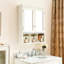 Armoire de salle de bain avec portes miroir - 2 tablettes réglables, 3 espaces de rangement supplémentaires de style Noël, fixation murale, portes blanches, preuve, assemblage facile, pour