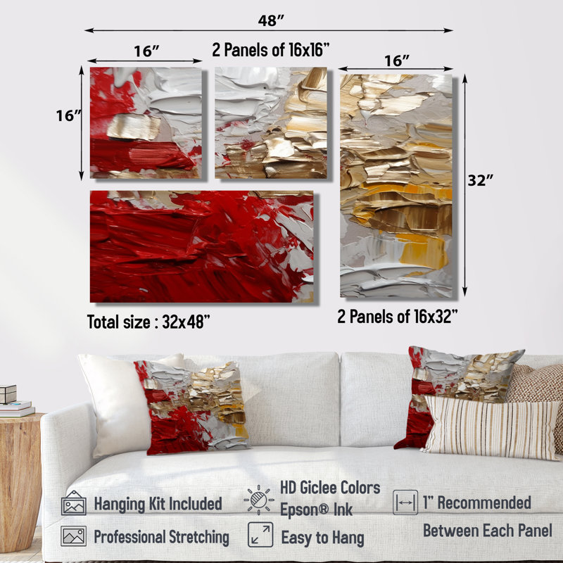 Cardinal Sin Retro Delight - rouge, décoration murale moderne, 4 pièces, Toile tendue, Ne s’applique pas