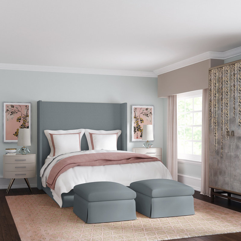 Repose-pieds Ludlow, Brume de lin Box Weave, Brun foncé