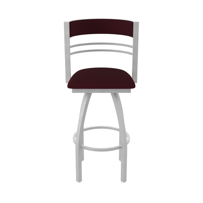 Hunter Swivel Stool, Vinyle - Canter Bordeaux, Tabouret de bar (siège d'une hauteur de 30 po), Nickel anodisé