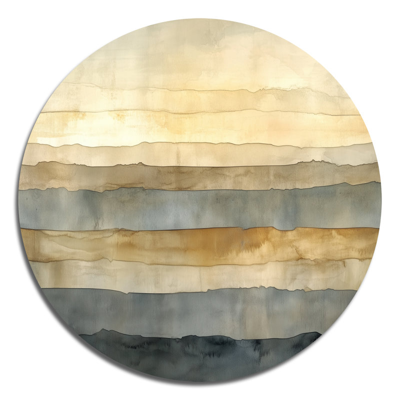 Neutral Horizon Layers II - beige, impression sur métal moderne, H 36 po x l 36 po