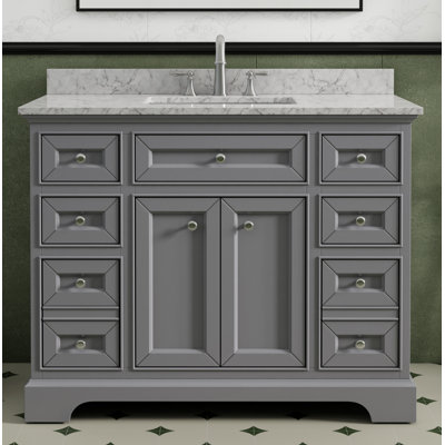 Meuble-lavabo simple 43 po avec plateau en marbre Maxbano