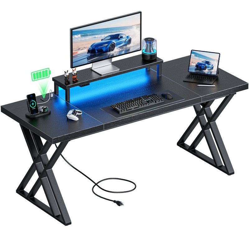 180cm Black Computer Desk - Thick Desktop Board, Modern Sturdy Workstation for Home Office, Black