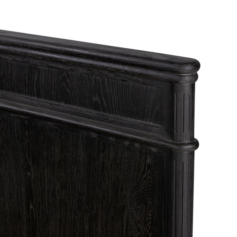 Toulouse Solid Wood Bed, King, Distressed Black