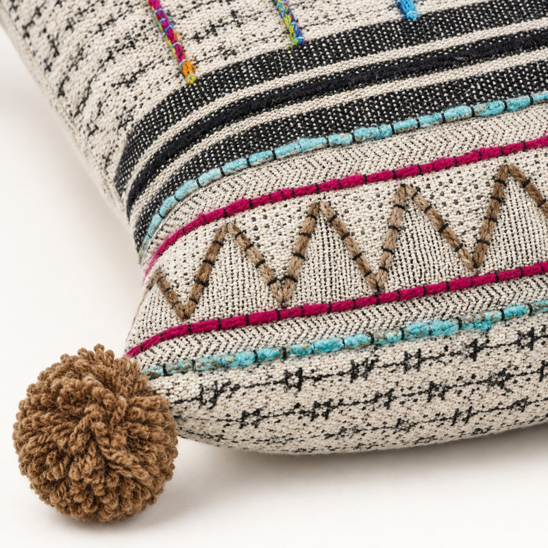Housse et insert pour coussin décoratif en plumes de duvet brodées à la main