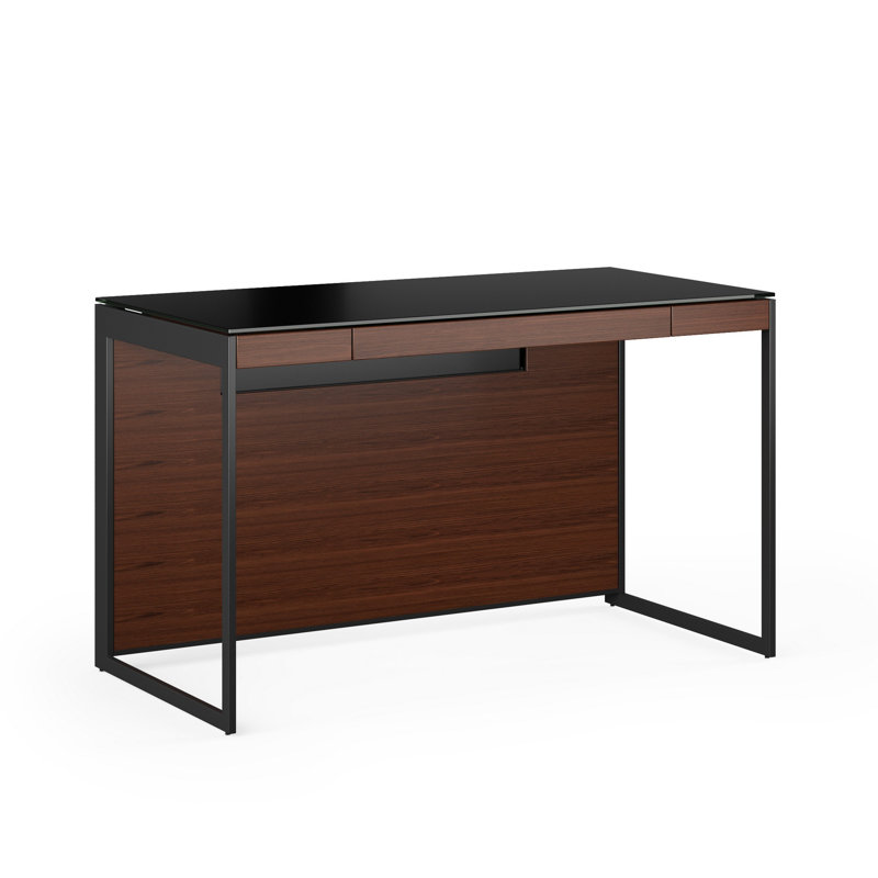 Sequel Desk With Back Panel, Chocolate Stained Walnut/Black