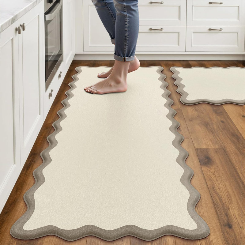 Anti Fatigue Kitchen Mats Non Slip Set of 2, Beige Khaki