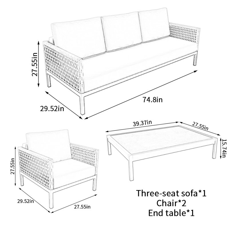 Ensemble de conversation d'extérieur moderne et imperméable pour 5 personnes avec coussins Modern Modern