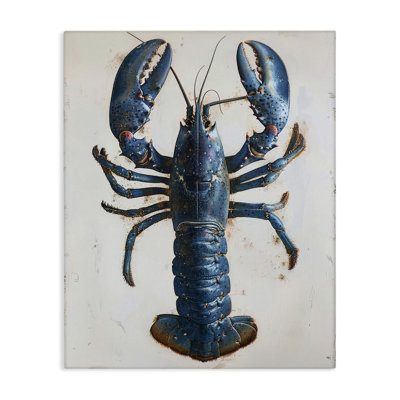 Cyan Crustacean Lobster Canvas Wall Art by Petal Prints Design