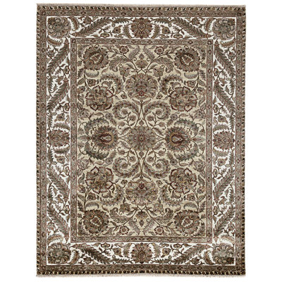 Tapis doré et ivoire de haute qualité noué à la main