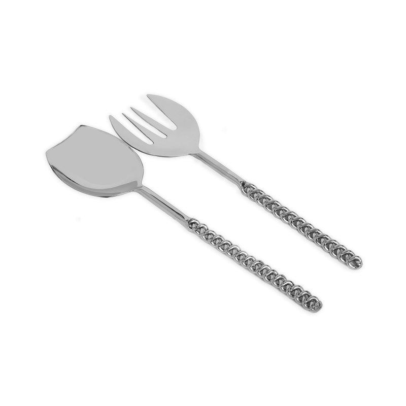 Elegant Stainless Steel Salad Servers with Twisted Handles