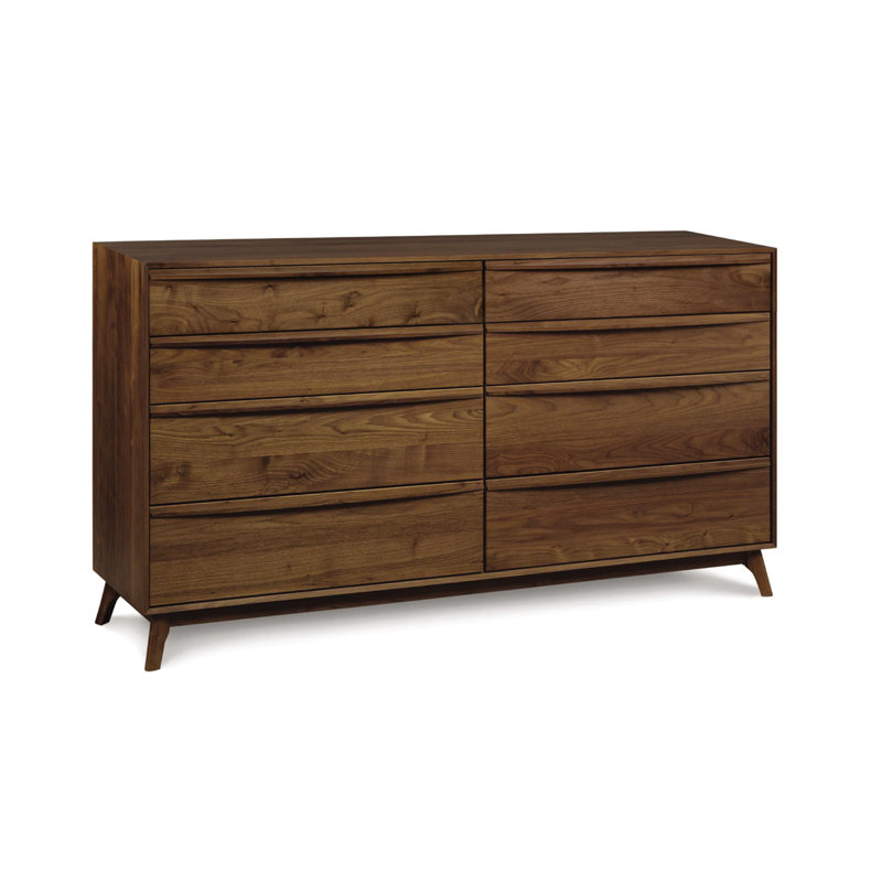 Commode double en bois massif à 8 tiroirs Catalina, Brun