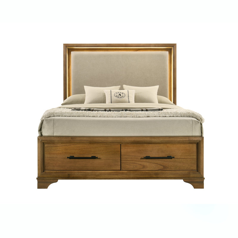 Virginie Wood California King Storage Platform Bed In Honey, California King