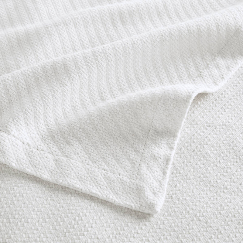 Couverture tissée en coton liquide respirant, Lit simple, Blanc