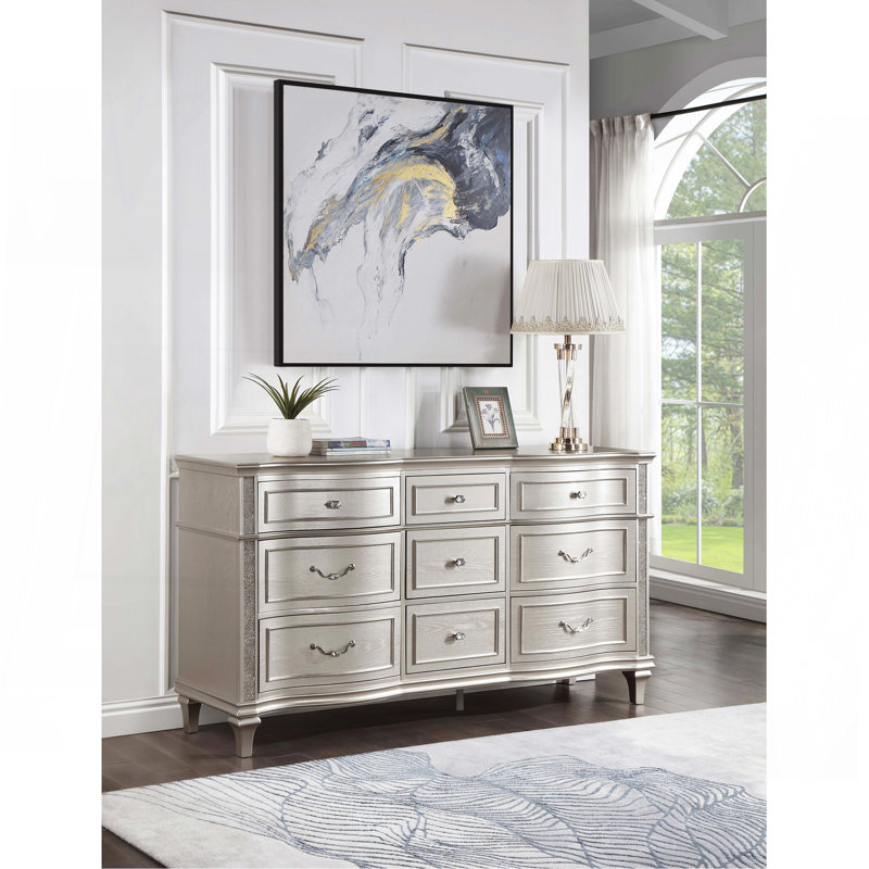 Commode 9 tiroirs avec plateau à bijoux amovible Katerina