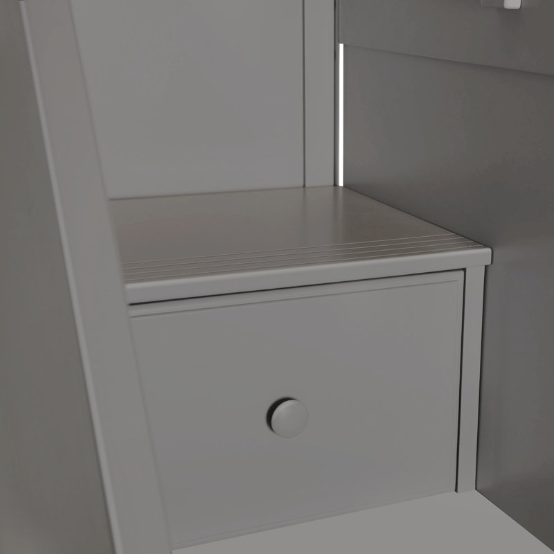 Helfriede Kids Bunk Bed with Drawers, Twin Over Twin, Gray