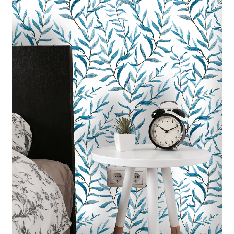 Rouleau de papier peint adhésif style feuilles aquarelle amovible L 10 pi x l 120 po Aayana