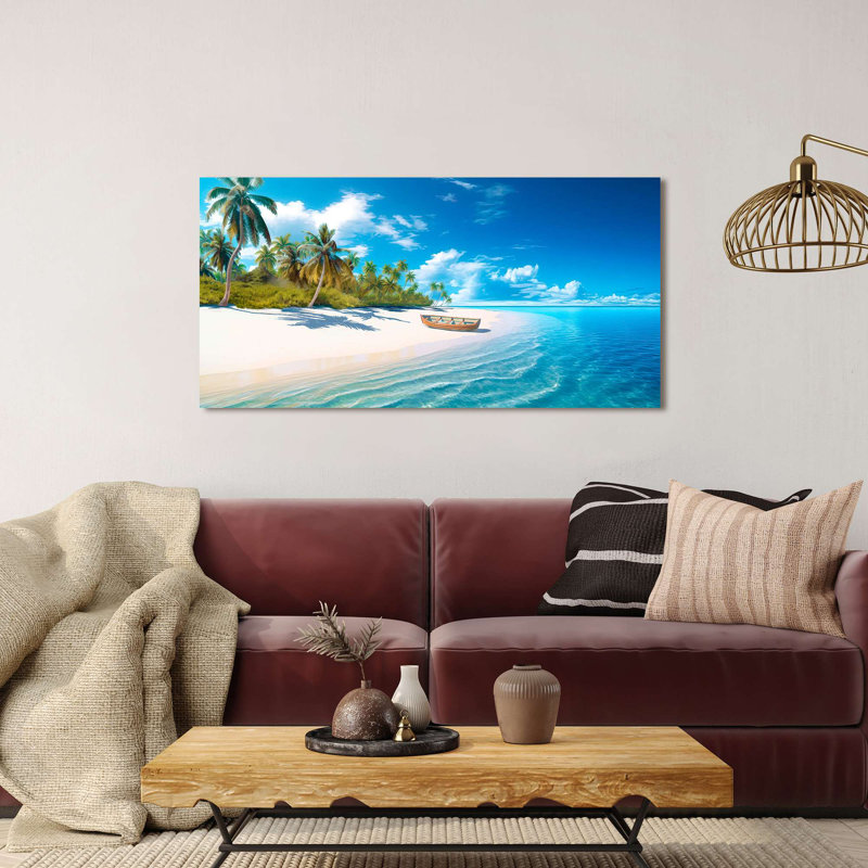 Sea Landscape: Tropical Retreat (detail) by Dario Marzi - Wrapped Canvas Print, 35cm H x 70cm W x 4cm D
