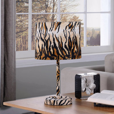 Lampe de table - 19,25 po en faux suède à imprimé tigre