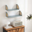 Ensemble de 2 tablettes flottantes en bois avec côtés en rotin, 24,8 po, bleu-1203623312-1181989247