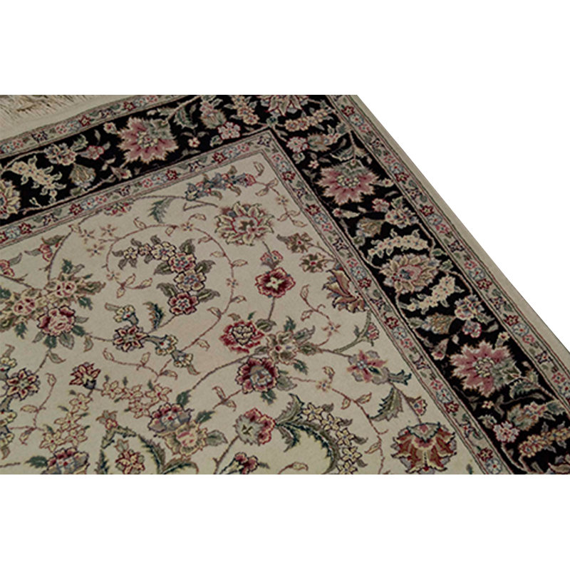 Hand-Knotted High-Quality Ivory Area Rug