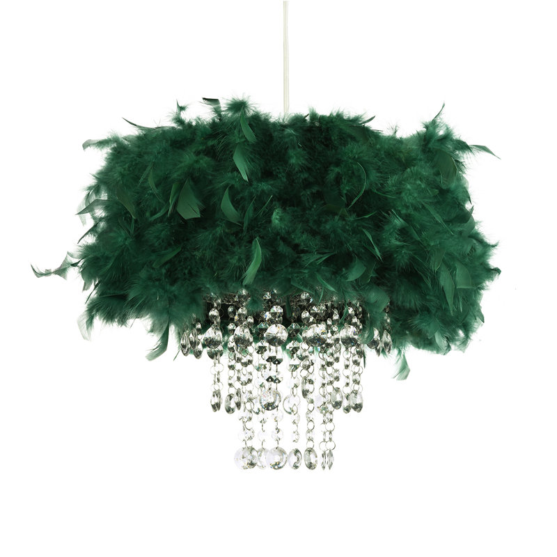 32cm Silk Drum Pendant Shade, Green