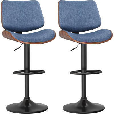 Set Of 4 Swivel Bar Stools With Adjustable Height, Bentwood Back, PU Leather Seat, And Footrest – Modern Counter Height Chairs For Kitchen Island, Dining Room, Or Home Bar, Comfortable & Easy To Clean