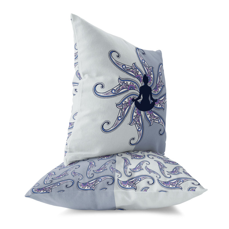 Coussin Mystic Silence Broadcloth, H 20 po x l 20 po, Bleu / platine