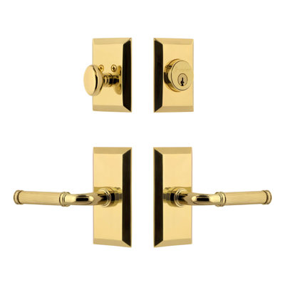 Fifth Avenue Short Plate Complete Entry Set with Single Cylinder Deadbolot and Soleil Lever