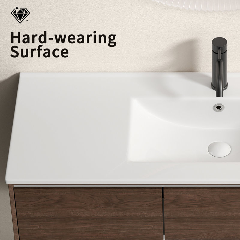 Lavabo de salle de bain en céramique - Lavabo à bord mince, lavabo à simple cuve en porcelaine pour salle de bain, toilette, salle d'eau (sans robinet, sans bonde, sans armoire), lavabo à poser seulement 