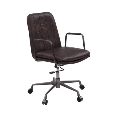 Eclarn Mars Top Grain Leather Office Chair - 360° Swivel Executive Chair with Adjustable Height, Dark Brown Ergonomic Office Chair with 5-Star Caster Base