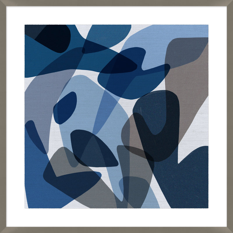 Modern Blues 1 Framed Graphic Art Canvas