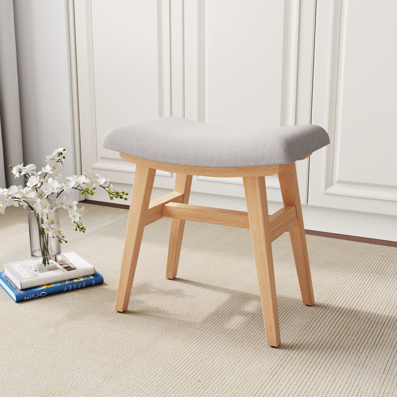 Chaise de coiffeuse avec cadre en bois massif avec coussin éponge haute densité, Tanné, H 16,5 po x l 16,54 po x P 9,4 po