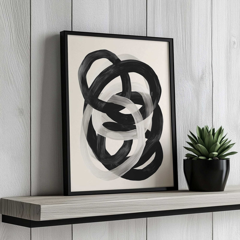 «Interwoven Lines Abstract Art 2» par Nadja, reproduction, L 18 po x H 24 po, Framed Print, Silver