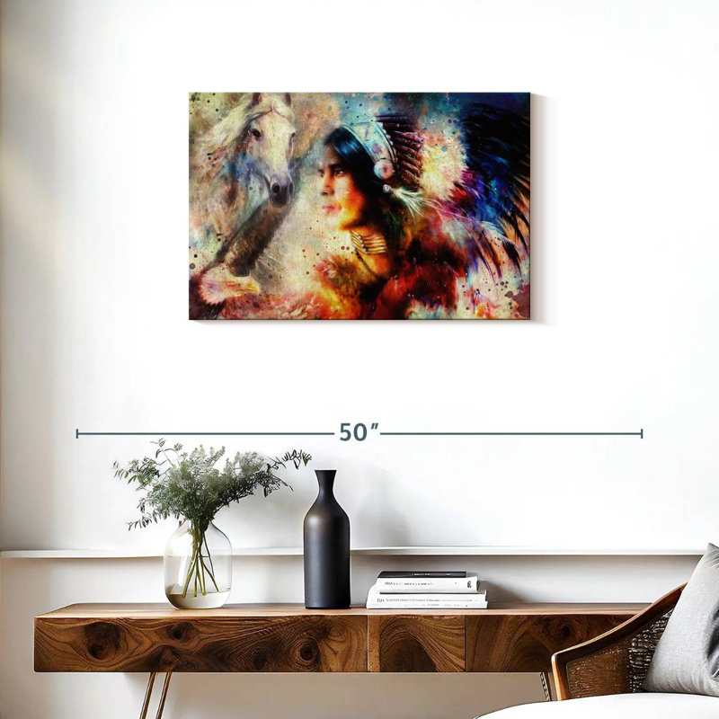 Lelar American Indian Warrior, 20" H x 30" W
