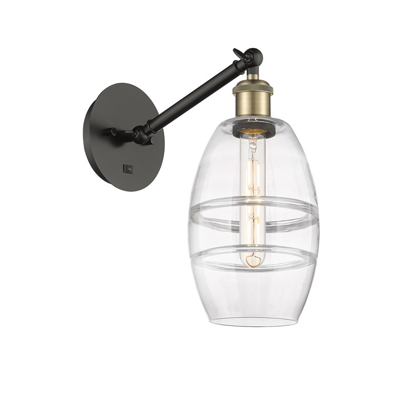 Dundrod Steel Armed Sconce, Clear, Black Antique Brass